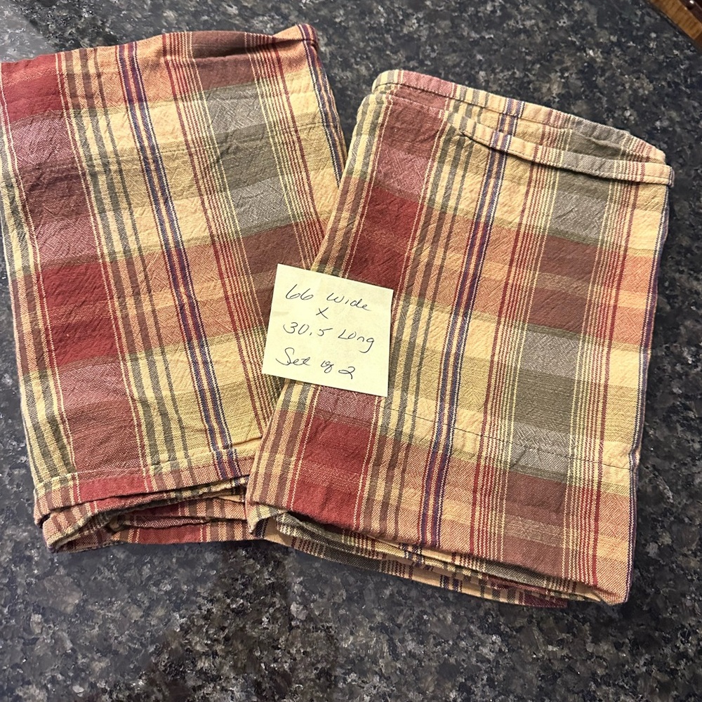 Primitive Plaid Valance Set of 2  Brand Park Design